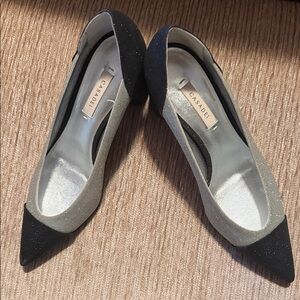 Casadei Black and Silver Sparkle Loafers
